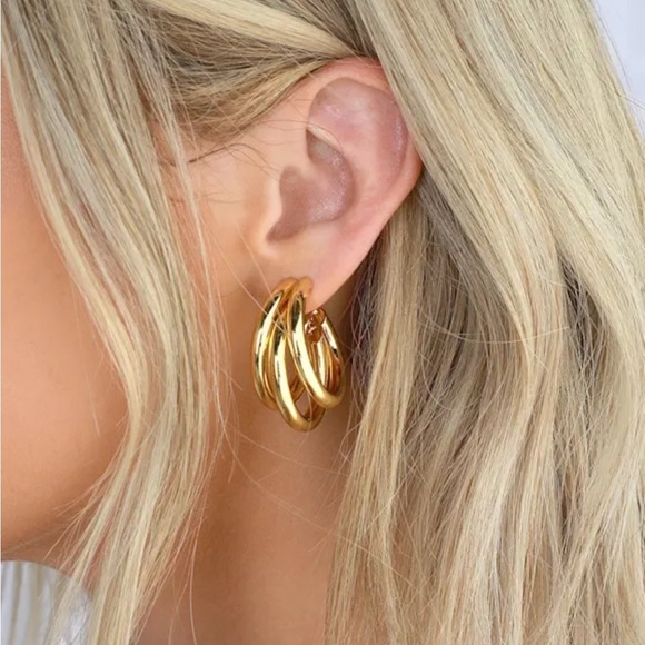 Chunky Gold Hoop Earrings | Bold Statement Hoops (Gold or Silver) - Picture 2 of 16